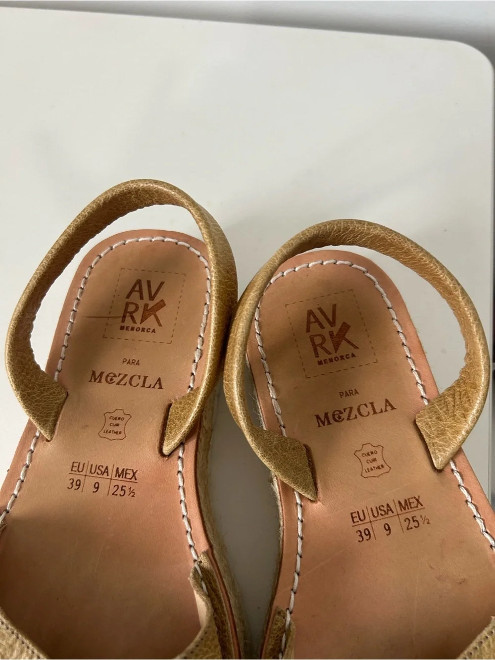 AVRK Avaraca Mezcla Espadrille Platform Leather Sandals Size 9 boho beach chic
